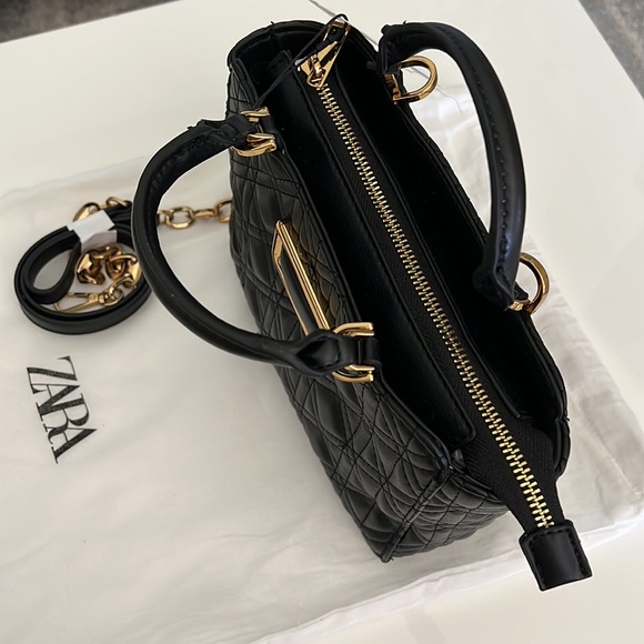 Zara BLACK QUILTED MINI CITY BAG - Picture 7 of 10